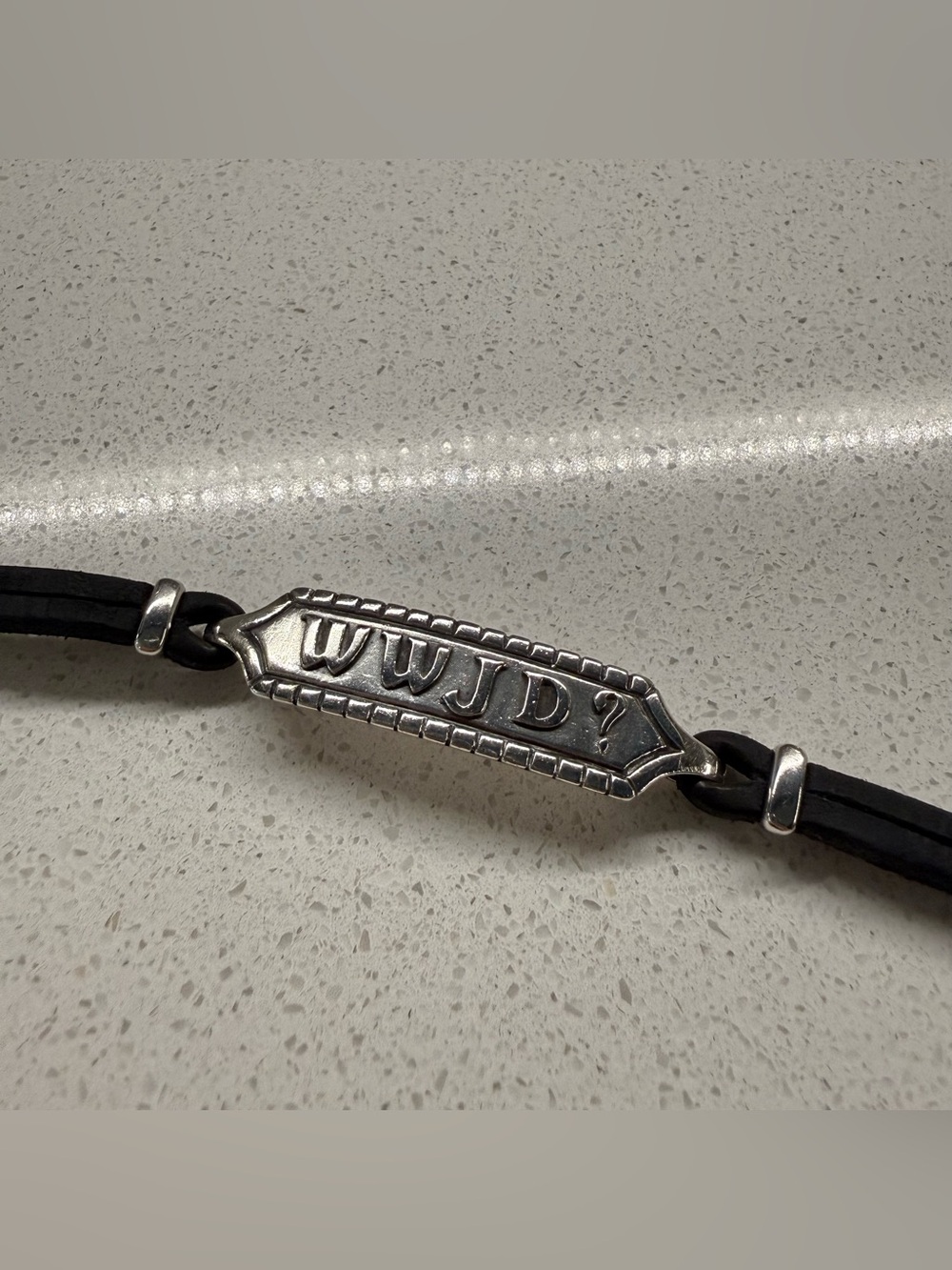 Retired James Avery WWJD Leather and Silver Bracelet